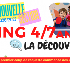 Le TTRV ouvre une section Ping 4/7 ans